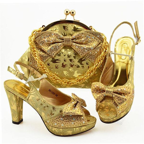 

dress shoes nigerian high-heeled woman and matching bag set decorate with rhinestone african party, Black