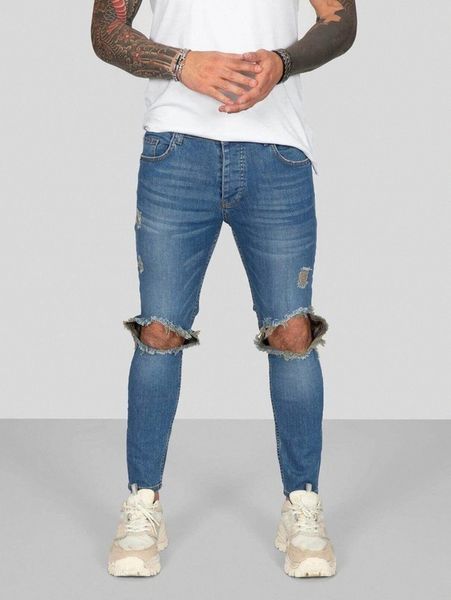 

men ripped washed skinny jeans r9sl#, Blue