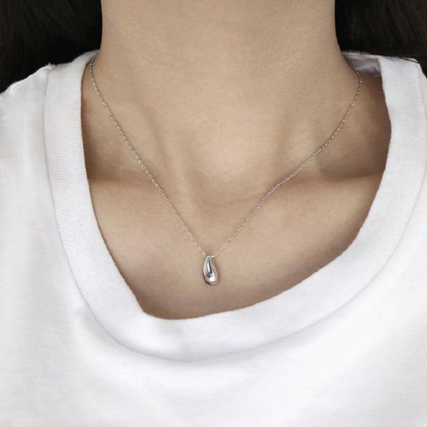 

pendant necklaces elegant simple alloy metal water drop chain necklace charming women's jewelry fashion party accessories gifts, Silver