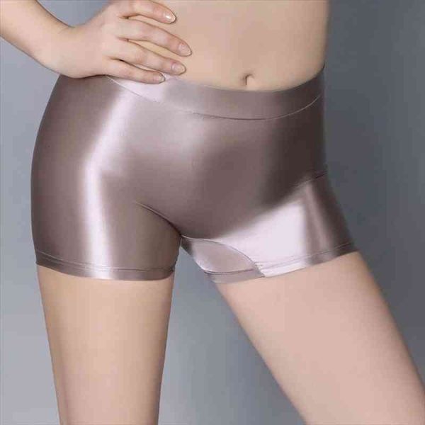 

glossy spandex shorts leggings front seamless tight smooth sports elastic shiny biker shorts women clothing dropshipping, White;black