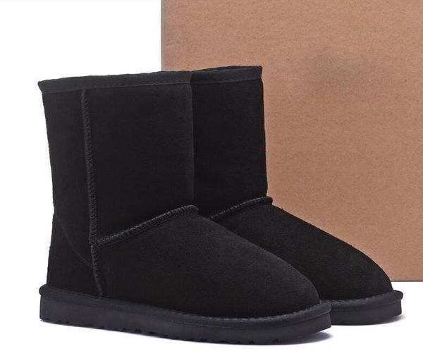 

fashion classic cowskin waterproof sheepskin u5825 short middle women snow boots keep warm boot womens boots winter shoes 20 color us4-13 si, Black