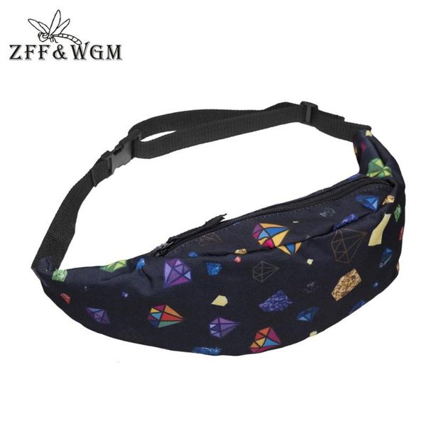 

zff&wgm 3d print women fanny packs waist pack bag fashion bum travelling 4.9 bags