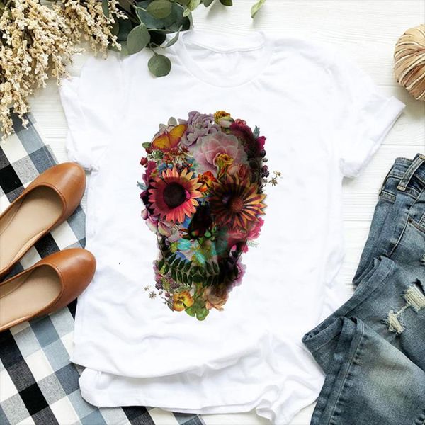 

men lady skull horror mens short sleeve streetwear 90s print ladies t tee shirt clothes female graphic, White;black