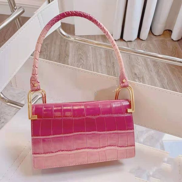 

factory ile french croco/dile pattern square gradient powder hand-held women's bag 2021 fashion one shoulder undera luxuryss designerss