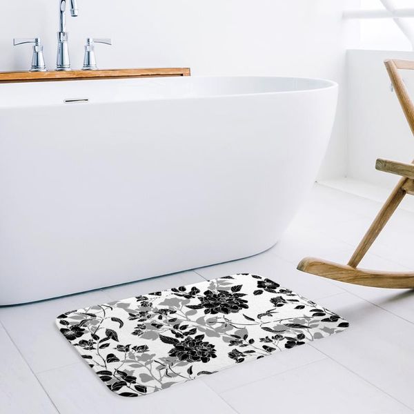 

cushion/decorative pillow flower texture lines black and white doormat non-slip rug soft bath mats bathroom supplies carpet living room