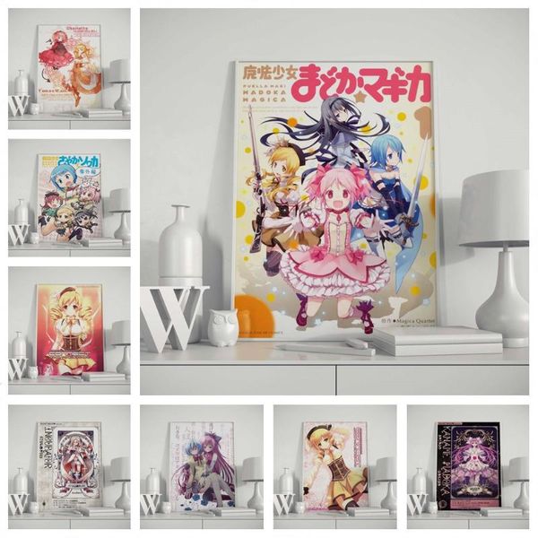 

paintings wtq anime poster :puella magi madoka magica canvas painting retro wall decor art picture room home deco