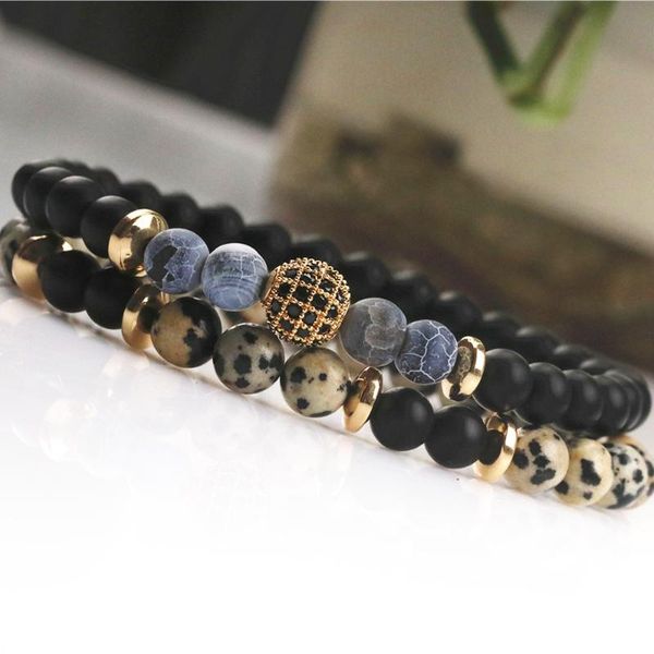 

beaded, strands 6mm natural stone two-piece suit black spot beaded bracelet
