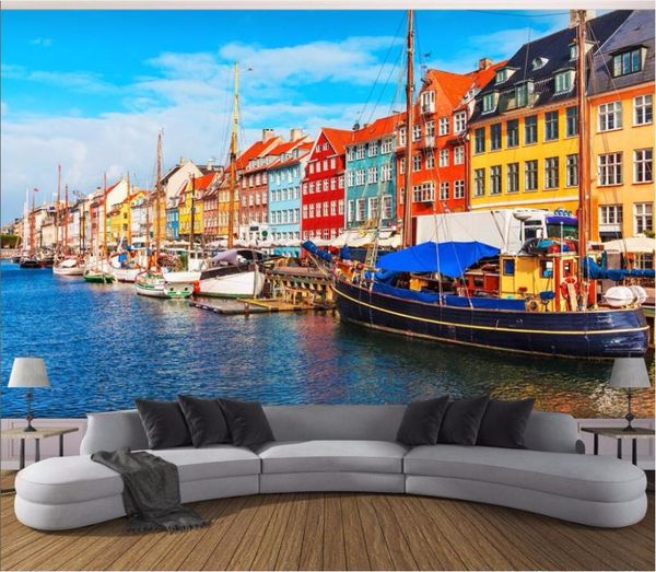 

wallpapers custom mural po 3d wallpaper european port town scenery decoration painting wall murals for living room 3 d
