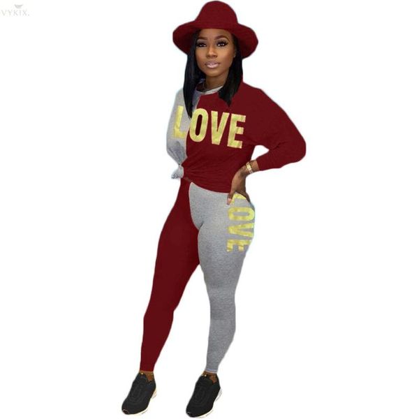 

two piece dress winter outfits women set full sleeve pants letter print suit casual night club fitness tracksuit, White