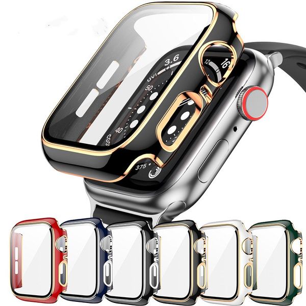 360 Full Display Protector Bumper Hard Case für Apple Watch 38/40/42 / 44mm Abdeckung 6 / SE / 5/4 / 3 gehärteter Glasfilm