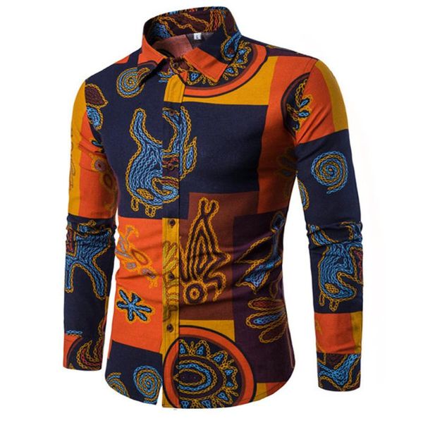 

men's casual shirts fashion spring autumn men shirt slim fit flower print linen long sleeves male floral social masculina -5xl, White;black