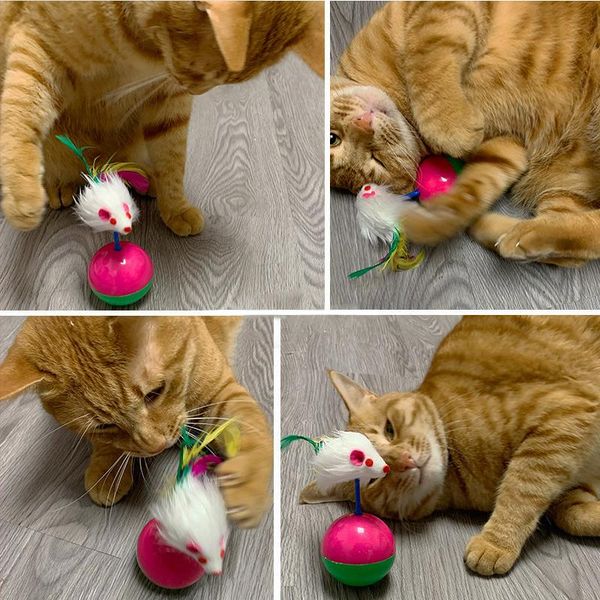 

pet tumbler durable cat toys mimi favorite fur mouse kitten plastic play balls for catch supply