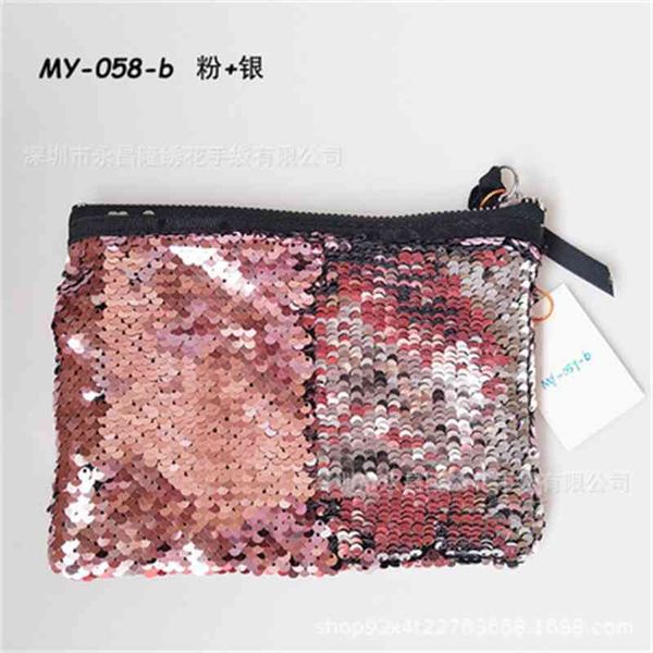 

women's double-sided sequin fish scale hand make-up purse dinner bag