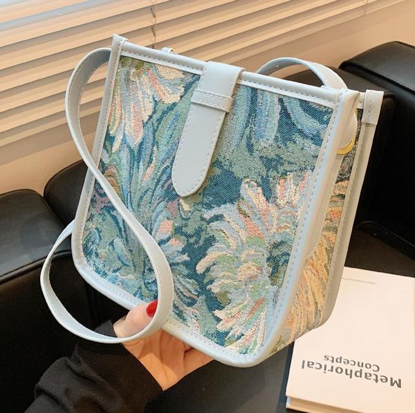 

evening bags handbags 2021 trendy fashion women's summer wild one-shoulder underarm bag messenger oil painting bucket bolsas feminina