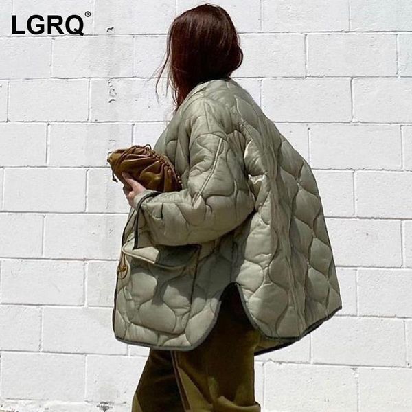 

women's down & parkas [lgrq] split pocket design thicken warm cotton-padded coat long sleeve fashion autumn winter 2021 19d4007, Black