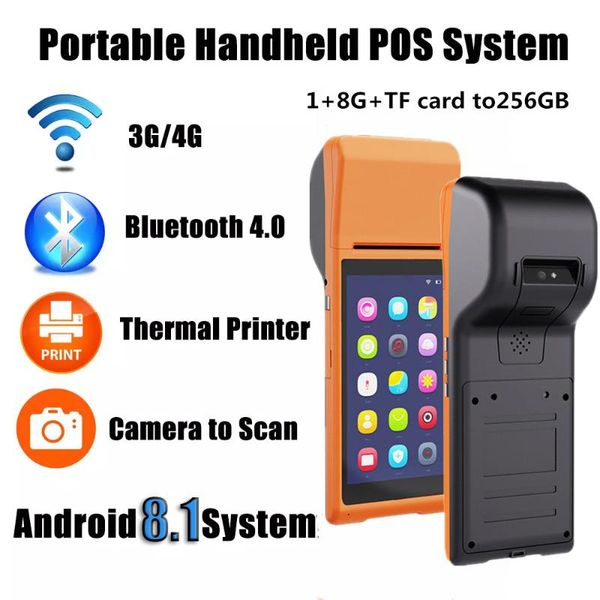

printers handheld terminal android rugged pda barcode camera scanner built in thermal bluetooth printer 58mm data collector