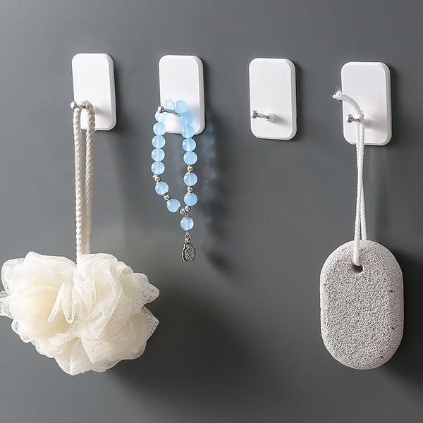 

hooks & rails 2pcs/set punch stainless steel sticky plain bathroom kitchen wall plastic adhesive