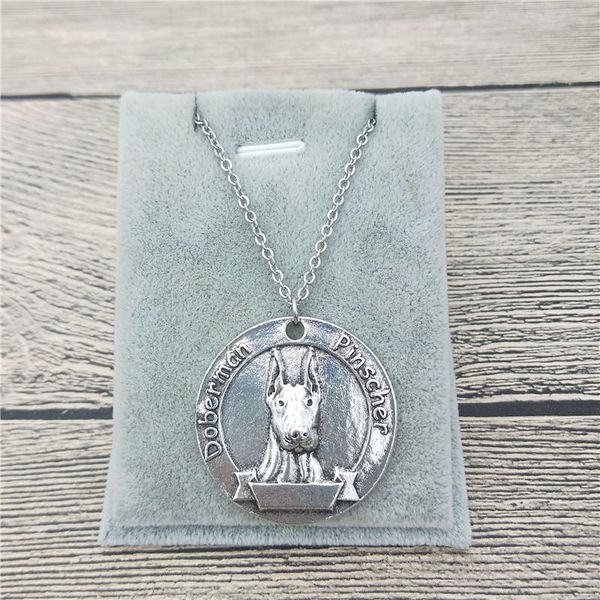 

pendant necklaces elfin vintage retro doberman pinscher necklace women pet dog jewelry, Silver