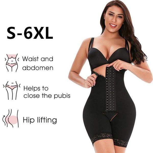 

haleychan women's plus size high waist three-row hook abdomen pants corset fajas reductoras y modeladoras mujer wait trainer shapers, Black;white