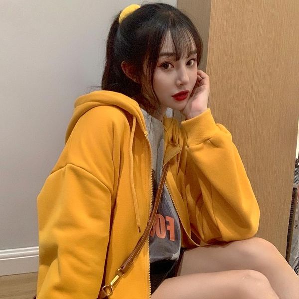 

women's jackets 2021 style regular solid color zipper temperament hooded pocket long sleeve coat loose women, Black;brown