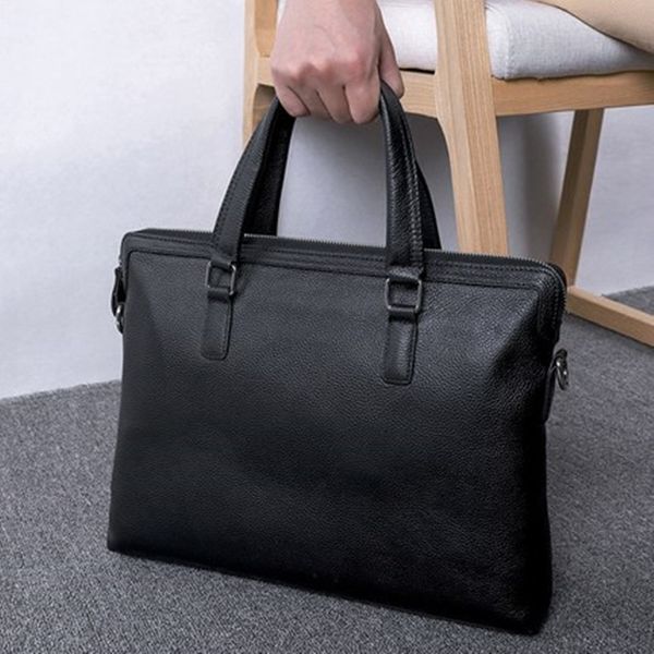 

large leather capacity men's bag hand briefcase korean leisure computer