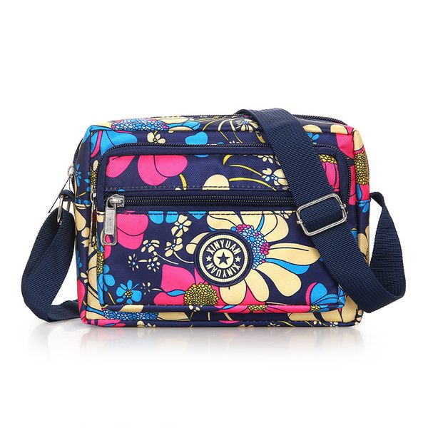 

women fashion messenger shoulder bag mobile phone bag multi space flower printing oxford cloth simple leisure crossbody bag, Red;black