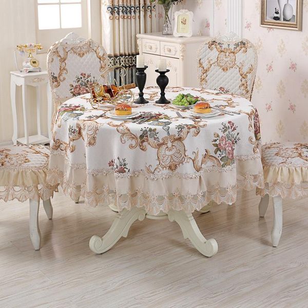 

table cloth chenille european dining chair set round back tablecloth