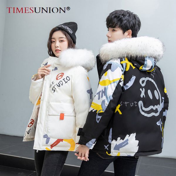 

2021 newcomer thickening trend white couple coat down et men's winter, Black
