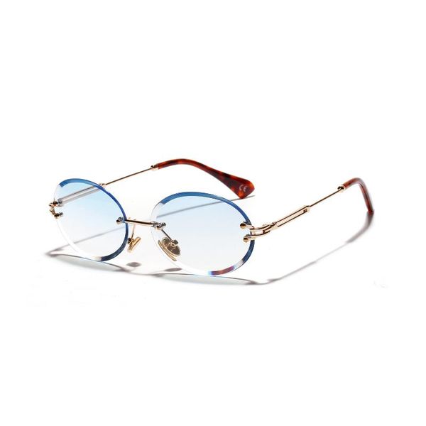 

jewelry pouches, bags cz9021 diamond cut retro oval sunglasses female crystal glasses rimless, Pink;blue