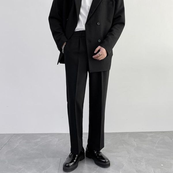 

men's pants man korean streetwear youth style blazers elastic waist suit pant men loose business casual male trousers, Black