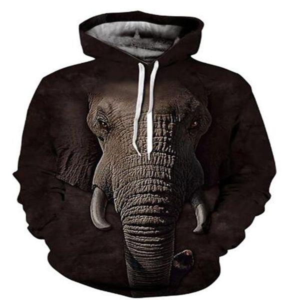

men's hoodies & sweatshirts 3d all-printed elephant face hoodie zipper fashion harajuku neutral autumn and winter street casual sweatsh, Black