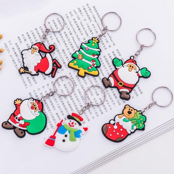 

hooks & rails cute cartoon santa claus keychain snowman elk keyring pendant couple key ring xmas ornaments decorations gifts year2021