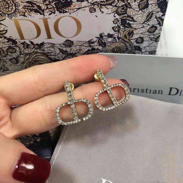 

70% off new fashion full diamond letter female net red earrings, Golden