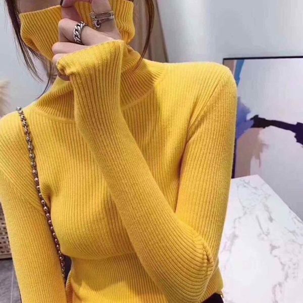 

women's sweaters peonfly 2021 spring autumn women knitted turtleneck sweater casual soft jumper fashion slim femme elastic pullovers, White;black