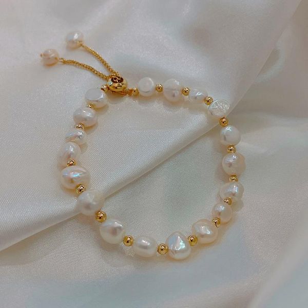 

charm bracelets 2021 baroque natural pearl bracelet for woman fashion lady temperament chaoren jewelry south korea, Golden;silver