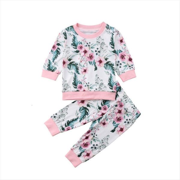 

fashion 2pcs newborn kids baby girls flower long pants leggings outfits clothes xia, White