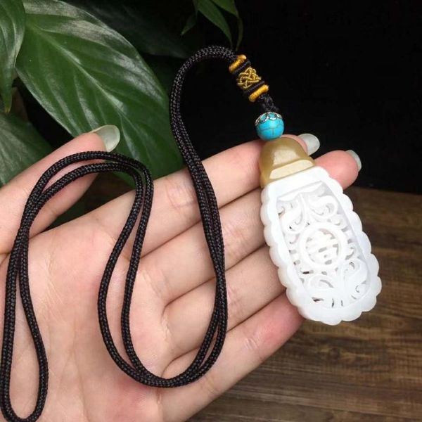

lockets h80#hetian jade white auspicious pendant, Silver