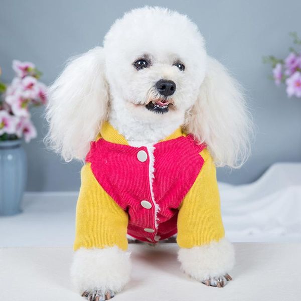 

dog apparel button closure outfit pet supplies coat puppy windproof winter warm soft thickened clothes casual fashion patchwork autumn