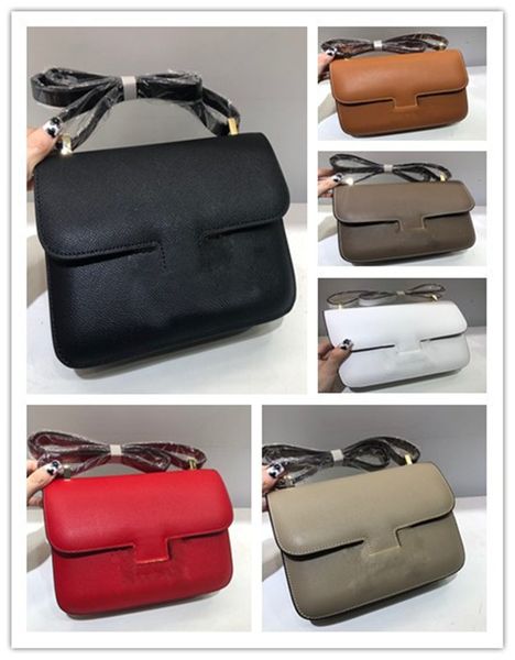 

designer luxury constance shoulder bag black mini leather handbag purse leather orange shoulder strap size: 23*17*7cm