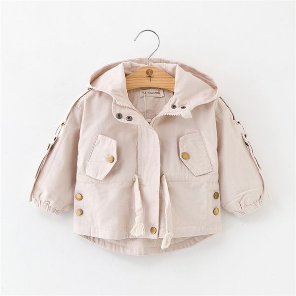 

spring autumn girls jackets kds hooded windbreaker coat fashion solid children outerwear clothing for little outfits 211204, Blue;gray
