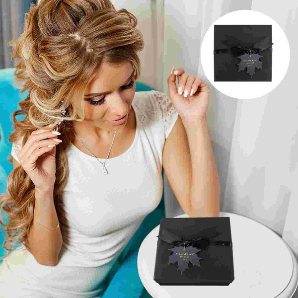 

gift wrap 1pc black storage box perfume packing party favor with ribbon