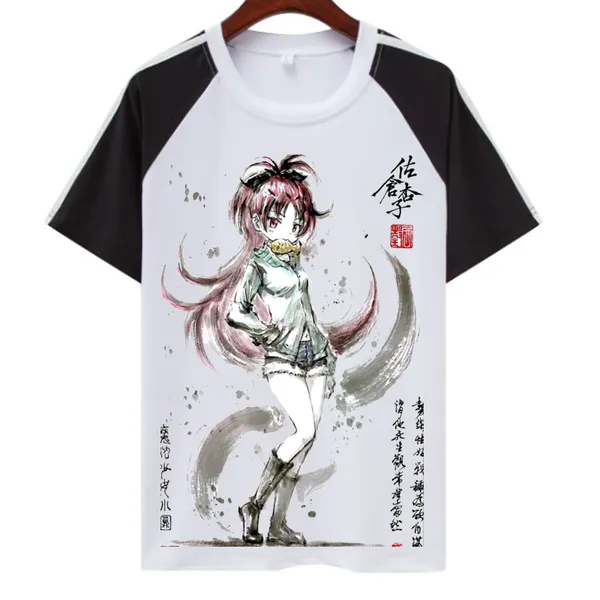 

men's t-shirts puella magi madoka magica t shirt sayaka kaname akemi magic witch t-shirt cute lovely gift tee anime cosplay, White;black