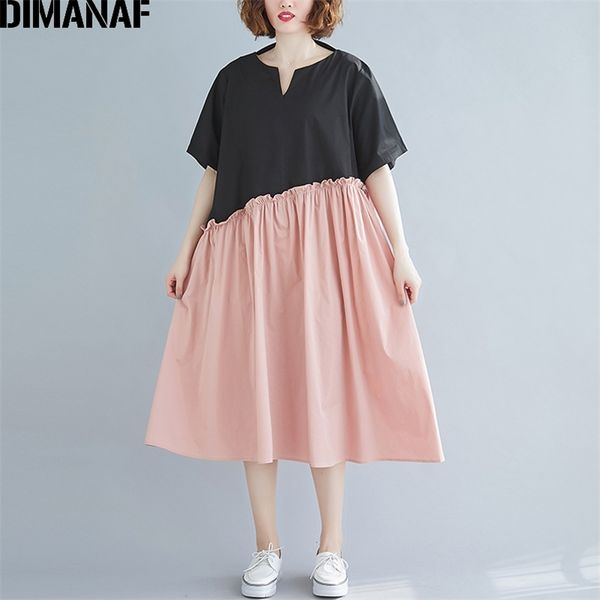 

summer plus size women dress elegant lady vestidos sundress pleated ruffles spliced loose black clothes solid 210531, Black;gray