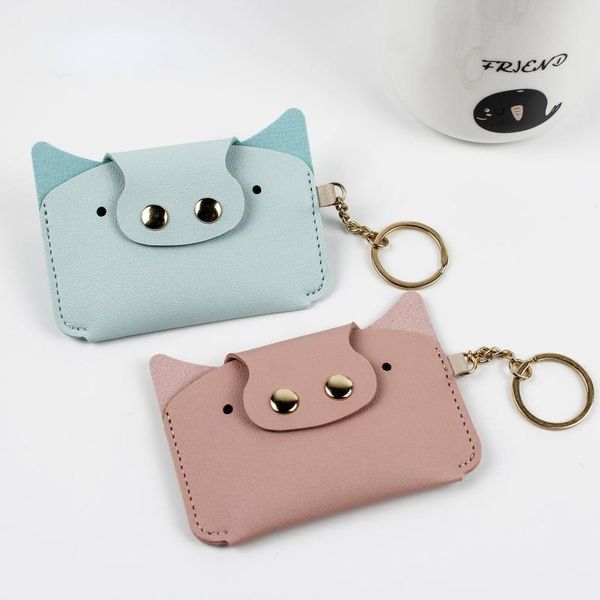 

card holders the cartoon female package is simple and bus set of piggy public subway has key buckle student coin purse, Brown;gray
