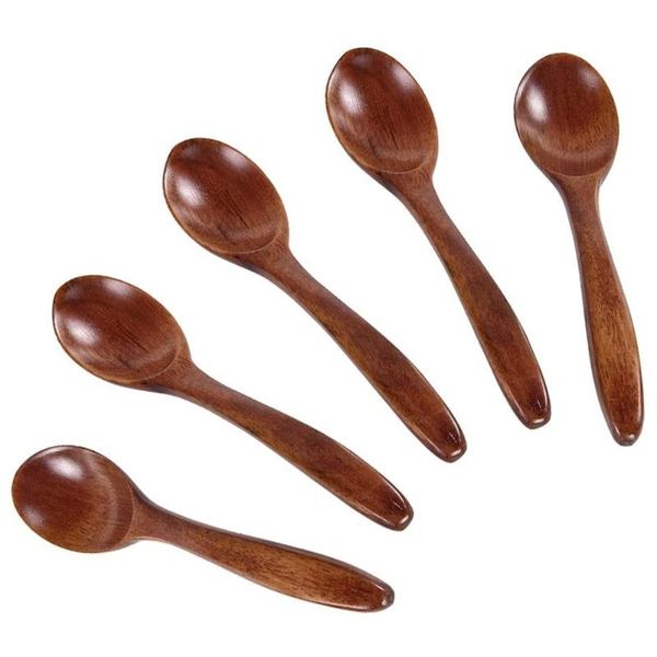 

forks 5pcs children elegant coffee color olive wood spoon polished smooth surface with comfortable grip handle kitchen supplies