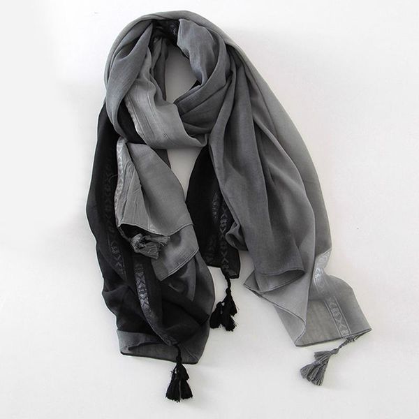 

scarves fashion hijab gauze multi-purpose women scarf gradient hand-painted beach towel female autumn sunscreen thin shawl, Blue;gray