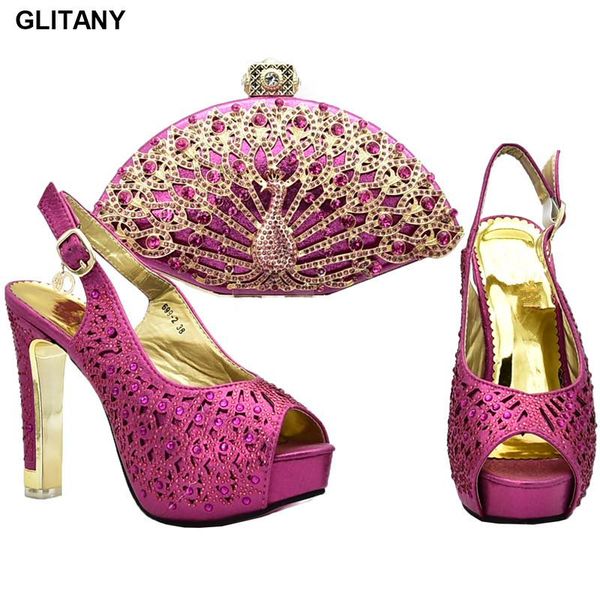 

arrival women italian african party pumps shoes and bag decorated with rhinestone sales in matching set dress, Black