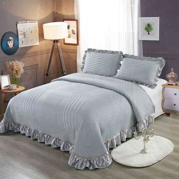 

cotton silver grey bedspread bed luxury bedding set  king size mattress cover colchas para cama couverture de lit