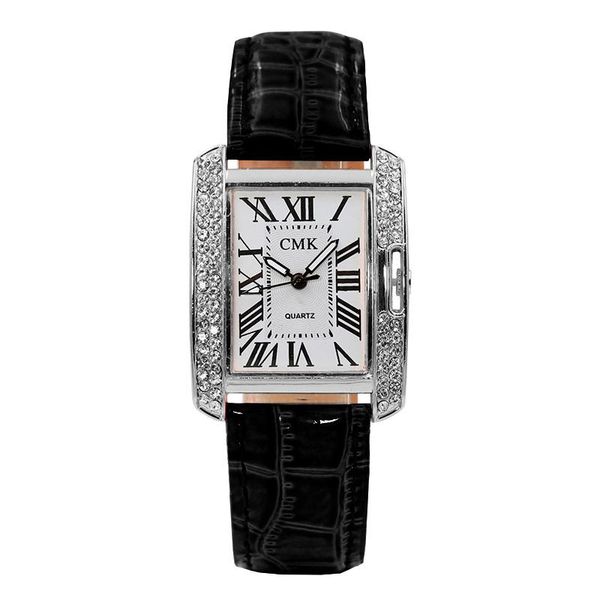 

wristwatches square rhinestone dial women watch quartz wrist ladies leather strap clock gift montre femme#b, Slivery;brown