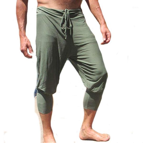 

men's pants men summer casual capri solid color slim stylish cropped trousers cool hip hop streetwear male funny, Black